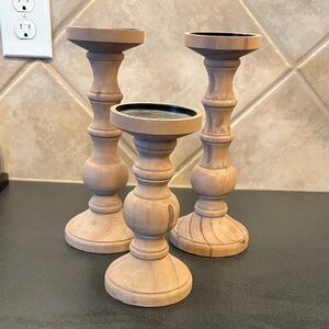 Natural Wood Candle Holders Set- Kirkland